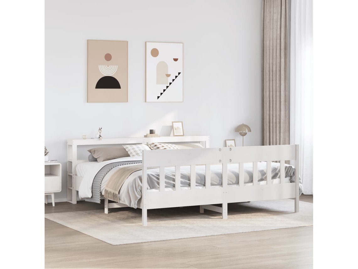 Vidaxl Cama Sem Colchão 180x200 Cm Madeira De Pinho Maciça Branco