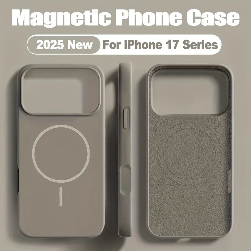 Capa Protetora Macia Com Carregamento Sem Fio Magnético Para Iphone 17 (cinza Titânio)