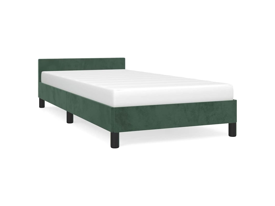 Estrutura De Cama Com Cabeceira Vidaxl Verde Veludo (90x200cm)