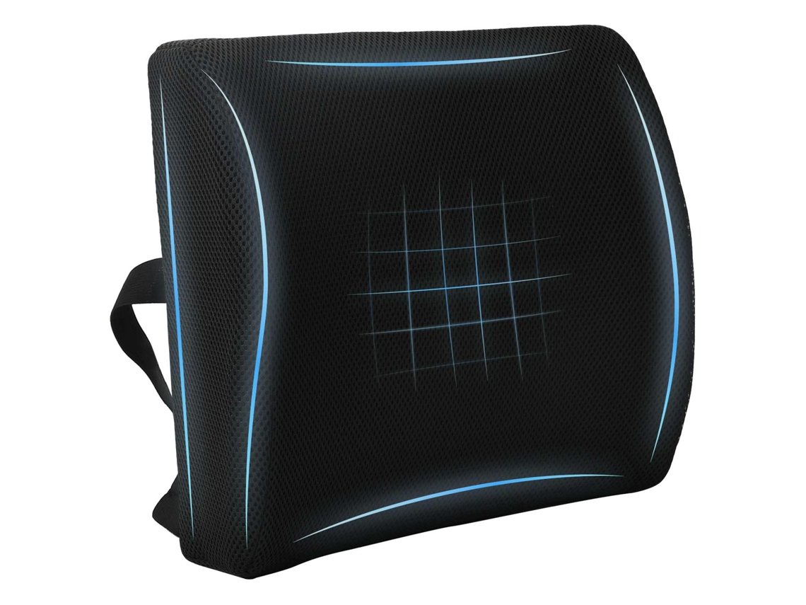 Vidaxl Almofada Lombar Preto Espuma De Memória 35,5 X 30 X 12 Cm