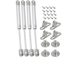 Conjunto De 4 Dobradiças Hidráulicas A Gás Prateadas Para Portas Armários Cozinha Com Design Retrátil E Deslizamento