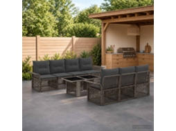 Vidaxl Conjunto De Sofá De Jardim 8 Unid. Cinza E Cinza Escuro Vime Pe