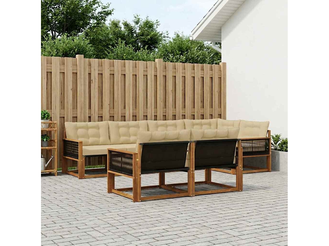 Vidaxl Conjunto De Sofás Para Exterior 7 Unid. Natural E Bege