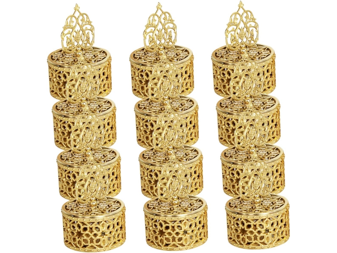 Conjunto De 12 Caixas Doces Douradas Em Estilo Europeu, Elegantes Caixas De Plástico Para Casamentos E Aniversários