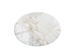 Vidro Para Mesa Redondo Espelharte (60 Cm - Mármore Elegante Com Veios - Branco)