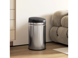 Contentor de Cozinha Automático 30l em Aço Inoxidável, Contentor com Tampa de Fecho Suave, 32x30,5x51cm, Prateado