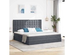 Vidaxl Cama Com Arrumação E Colchão Cinza Escuro 200 X 200 Cm Veludo
