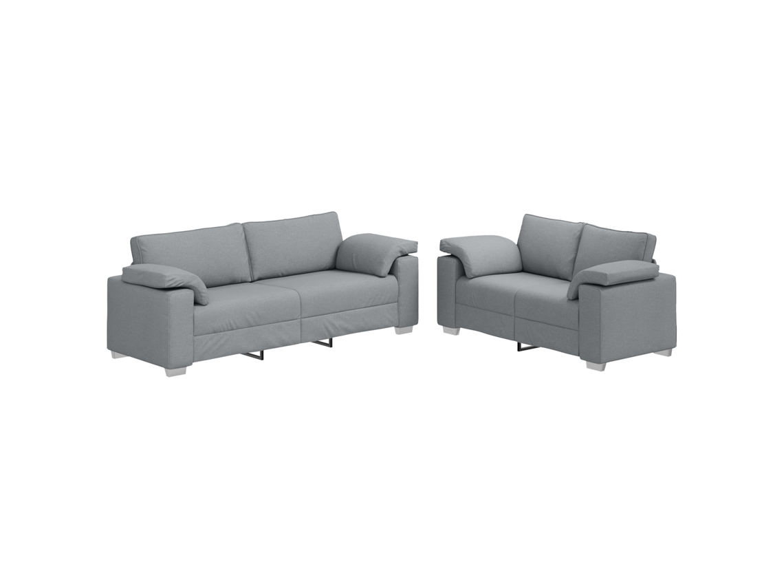 Conjunto 2 Sofá De Tecido Vidaxl Cinzento Tecido (219 X 80 X 82 Cm)