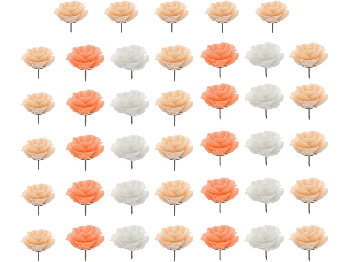 Tachinhas Decorativas Em Formato De Flor Fomiyes, 40 Unidades, Degradê Laranja Para Cortiça E Quadros, Tachinhas