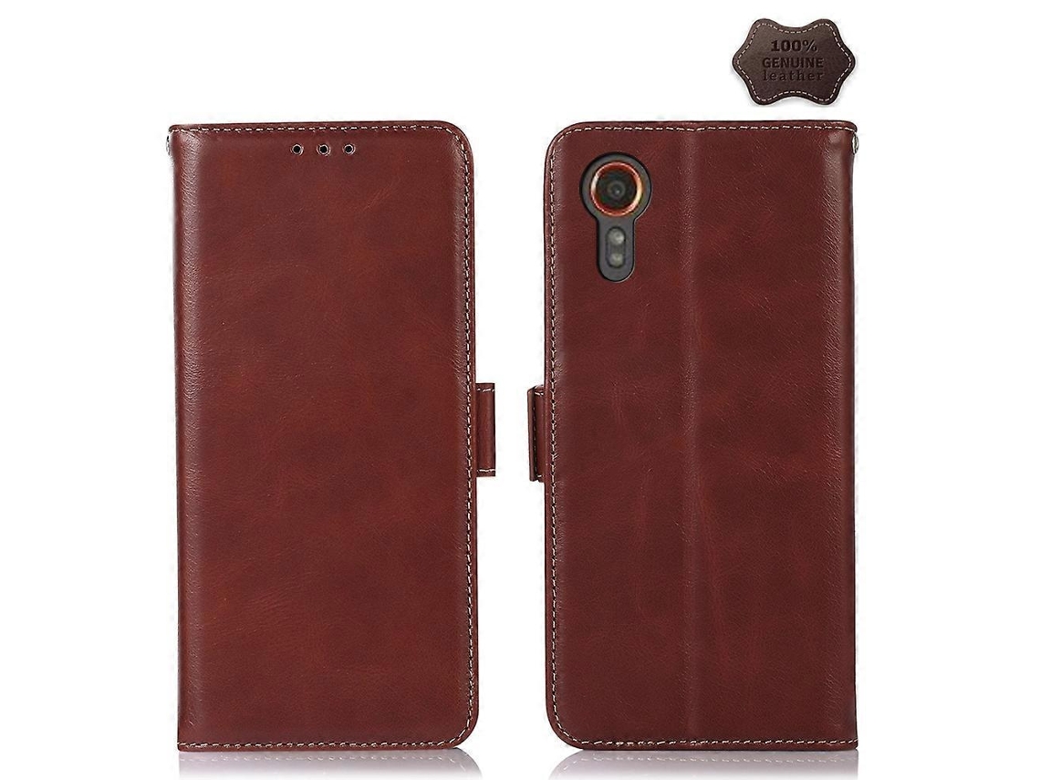 Capa Magnética De Couro Com Textura Crazy Horse E Proteção Rfid Para Samsung Galaxy Xcover 7