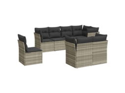 Conjunto de 8 Sofás Jardim com Almofadões Vime Pe Cinzento Claro MAISON EXCLUSIVE (8 pcs)