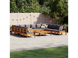 Vidaxl 10 Pcs Conjunto De Sofás De Jardim Com Almofadões Acácia Maciça