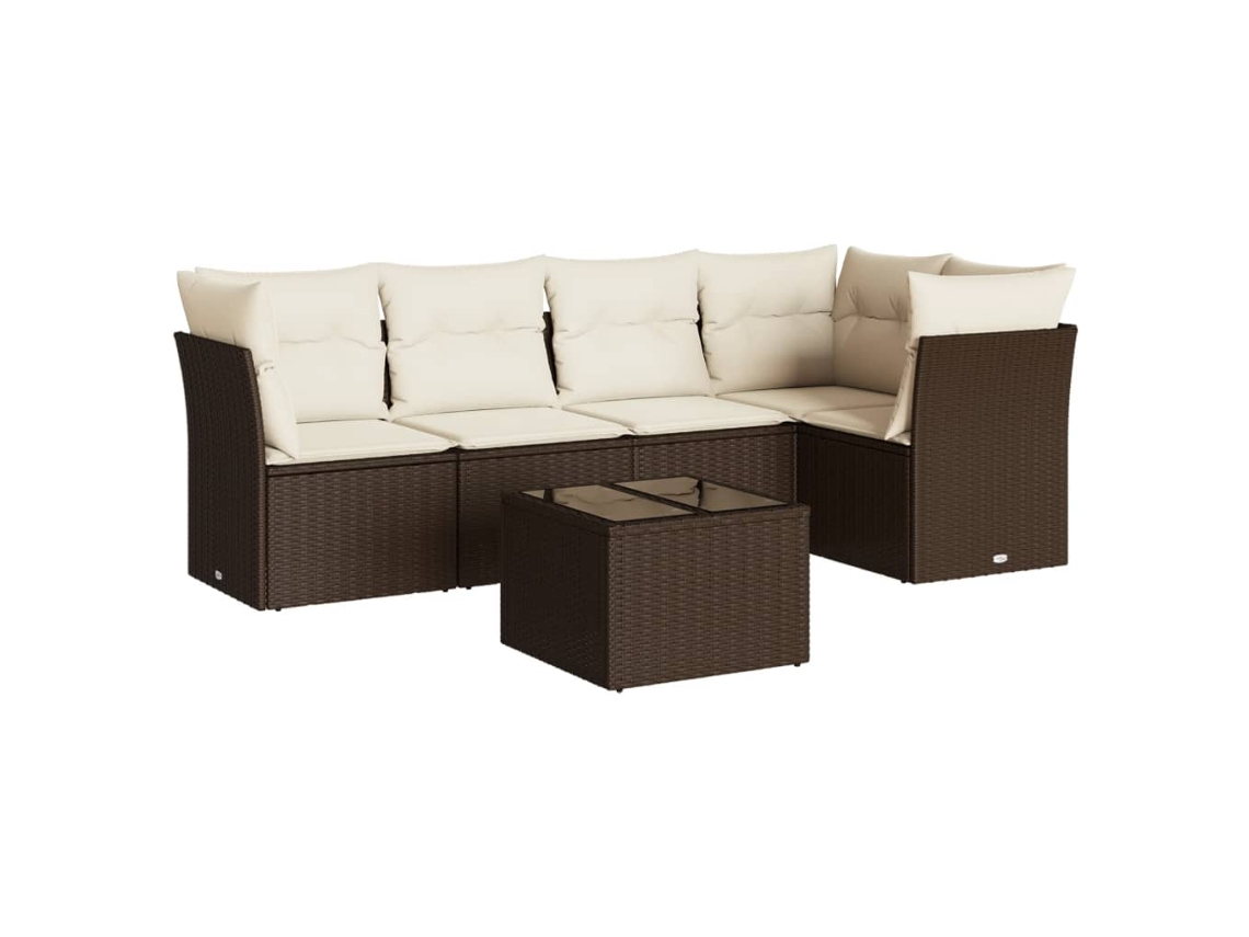 Conjunto de 6 Sofás Jardim com Almofadões Vime Pe Castanho MAISON EXCLUSIVE (80x200 cm)