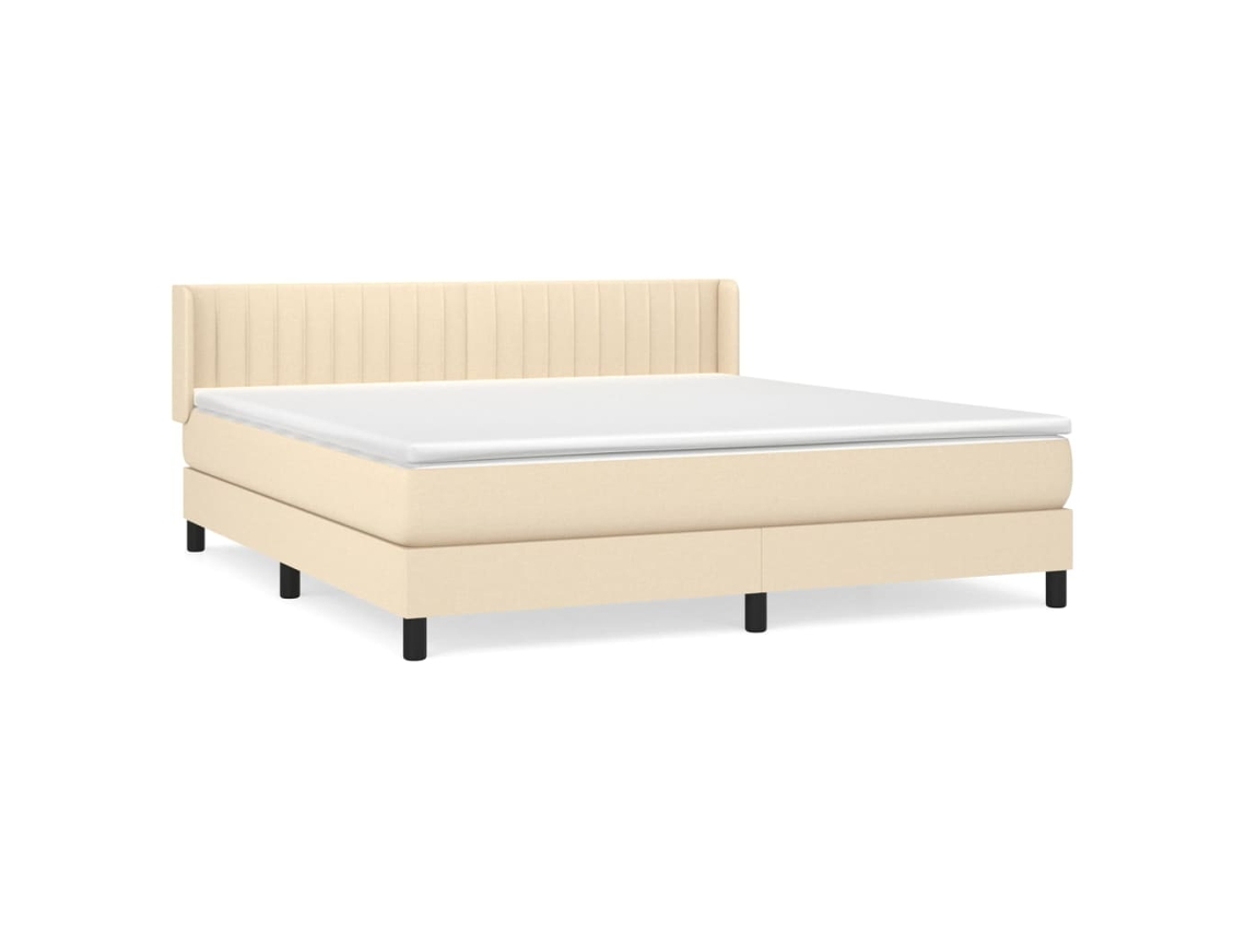 Cama com Molas/colchão 160x200 Cm Tecido Cor Creme MAISON EXCLUSIVE