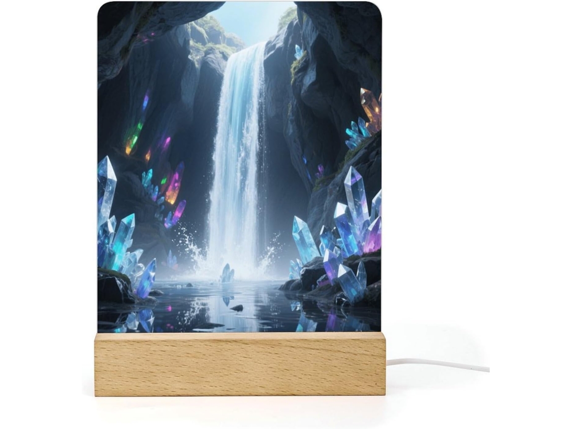 Luminária noturna de LED em acrílico com base, estilo cascata, ideal para banheiro, corredor, quarto e sala de estar.