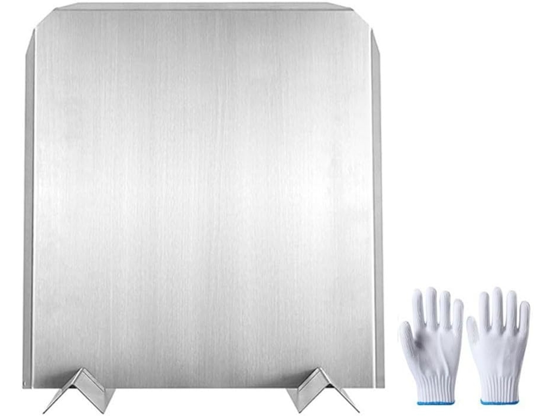 Painel Traseiro Da Lareira Aço Inoxidável De 40,6 X 45,7 Cm, Pés Ajustáveis, Refletor Calor