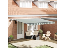 Vidaxl Toldo Retrátil Verde E Branco 400 × 300 Cm Tecido E Alumínio