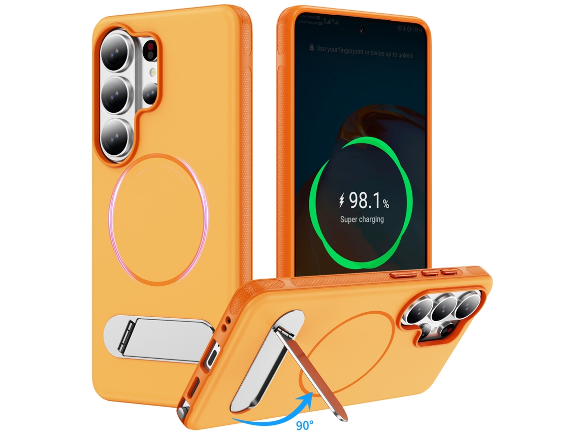 Capa Magnética Para Celular Samsung Com Suporte E Proteção Contra Quedas.laranja, S23 Ultra