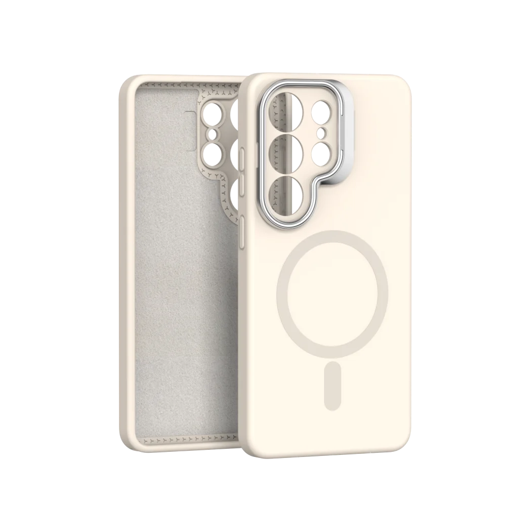 Capa Protetora De Silicone Líquido Magsafe (branca Para Galaxy S26 Plus) Com Proteção De Lente Em Metal.