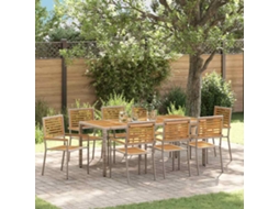 Vidaxl Conjunto De Jantar Para Jardim 9 Unid. Cinza E Marrom Vime Pe