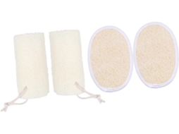 Conjunto De 4 Escovas Bucha Vegetal Natural Healeved Para Uso No Banho, Escovas Esfoliantes Cilíndricas Planas