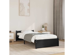 Estrutura Cama Pequena Solteiro 75x190 Cm Madeira Maciça Preto