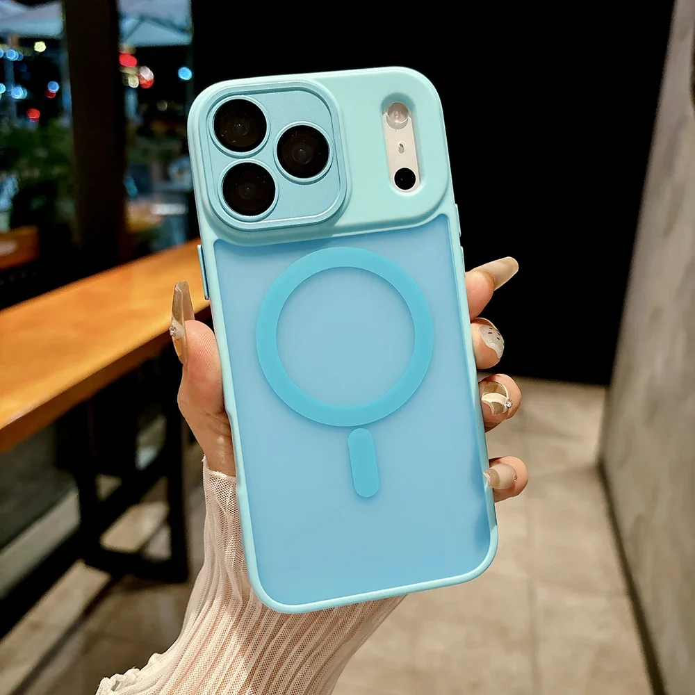 (sky Blue, Iphone 12 Pro) Caso De Telefone Fosco Translúcido, Suporta Carregamento Sem Fio Por Sucção Magnética, Proteção Anti-choque