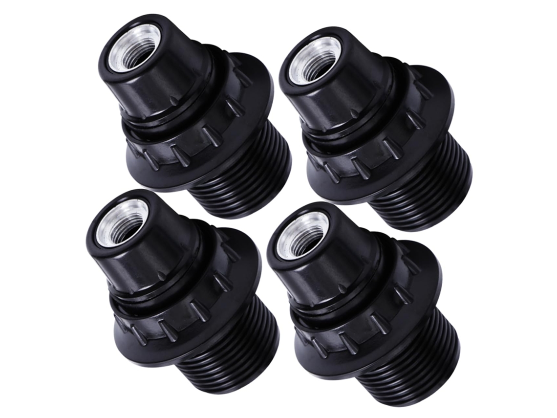 Conjunto De 4 Soquetes E14 Em Baquelite Resistente, Com Base Roscada Para Iluminação.