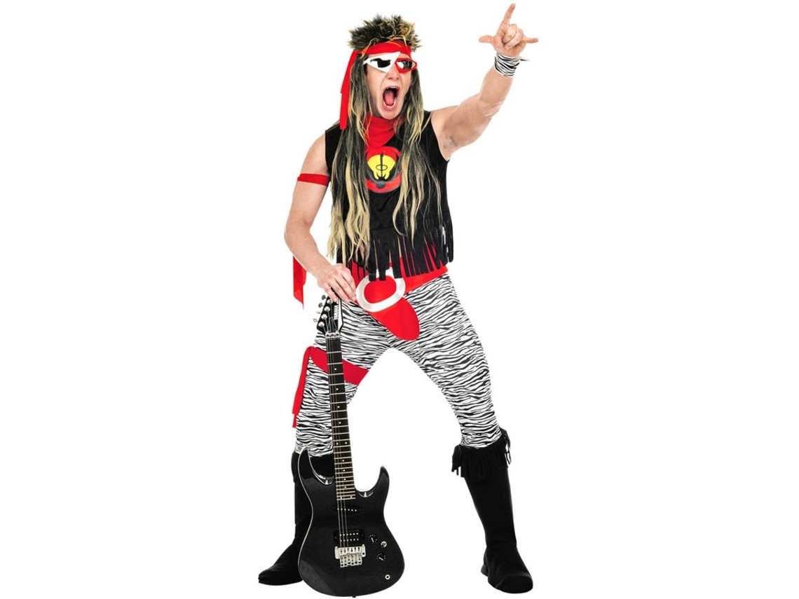 Fato de estrela do rock preto e vermelho para homem
