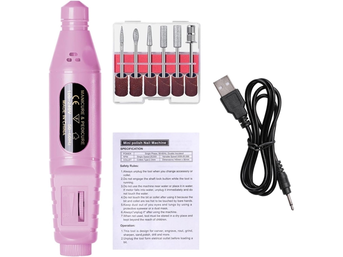 Mini Lixadeira USB 6 em 1 para Unhas SFUSHOS