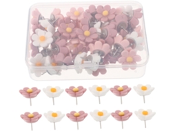 Betooky 50 Tachinhas Decorativas em Formato de Flor para Quadros de Avisos e Mapas de Mesa, Resistentes à Deformação