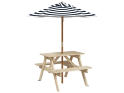 Maison Exclusive - Mesa De Piquenique Para 4 Crianças Com Guarda-sol Abeto Maciço