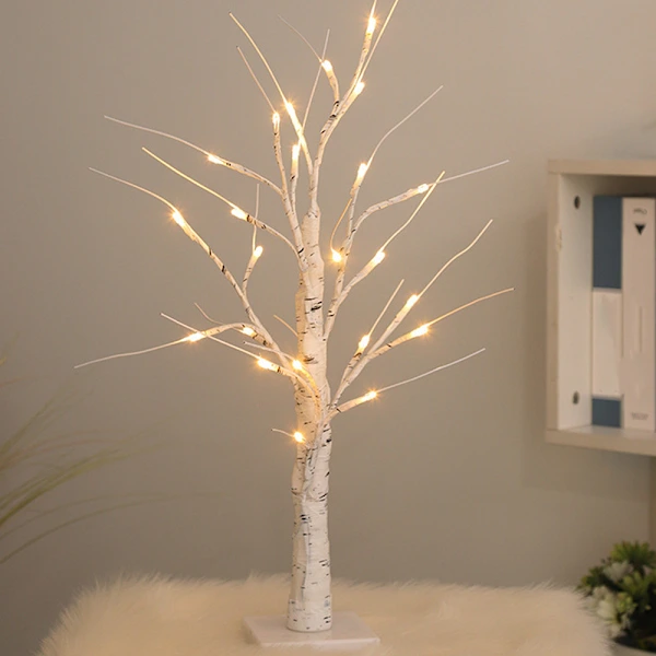 /ea/45cm, Luminária Alta e Clara de Bétula com 24 Luzes Led Brancas Quentes, Alimentada por Bateria/usb BRILVIBERA