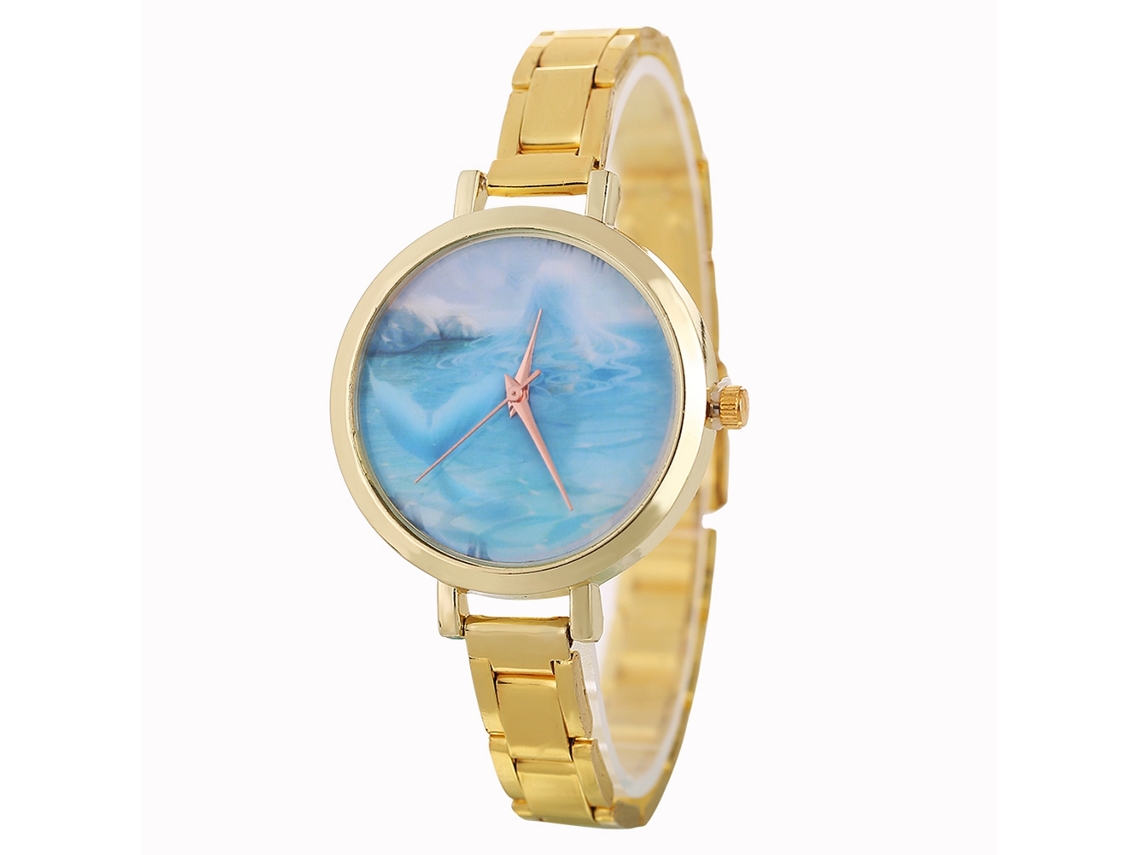 Relógio de Pulso de Quartzo com Pulseira de Aço Estilo Simples para Mulheres e Homens (dourado)