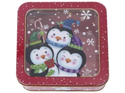 Caja De Metal Vacía Con Tapa Y Ventana Para Galletas Dulces Regalos De Navidad Almacenamiento Navideño