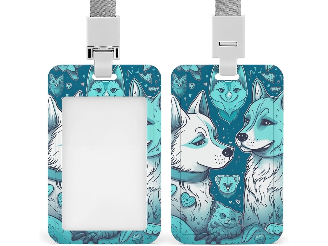 Suporte para mesa Crachá com alfinete, em formato de gato e cachorrinho de pelúcia, com cordão, ideal para mesas.
