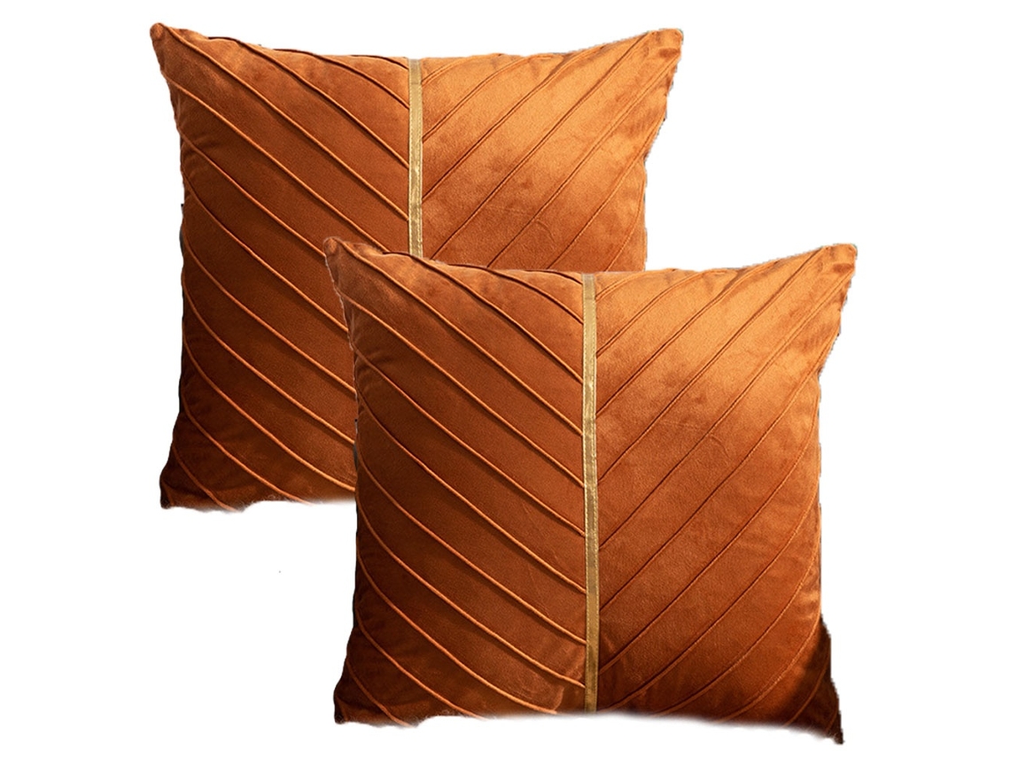 Almofada Elysve 45x45 Cm Almofada De Veludo Macio Conjunto De 2 Laranja