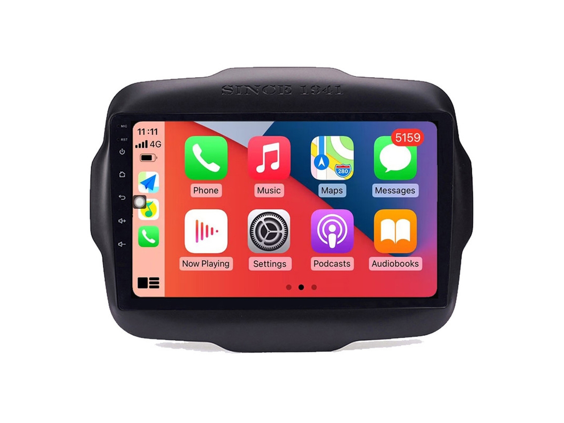 Auto Rádio Carro Bluetooth Autoradio 8GB RAM 128G ROM CarPlay Navegação GPS Ecrã Táctil RoverOne para Jeep Renegade 2014-2018  