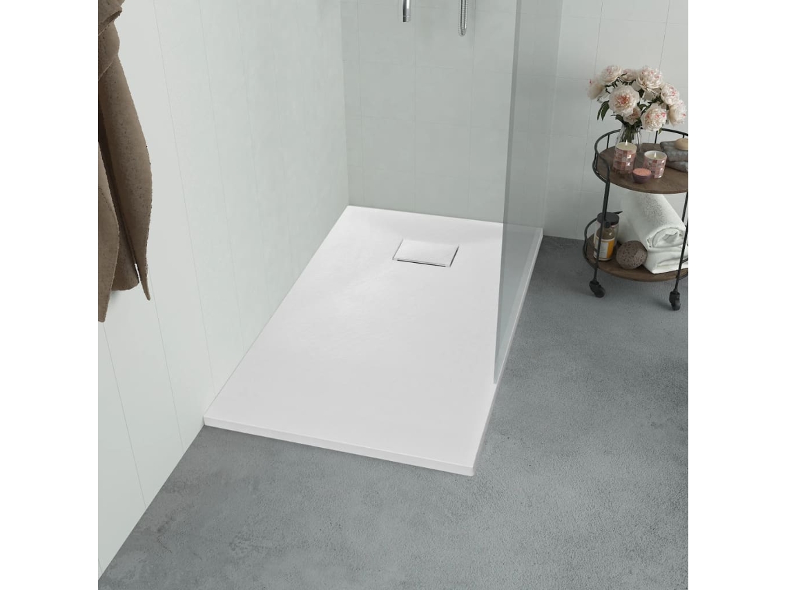 Vidaxl Base De Chuveiro Smc 120x70 Cm Branco