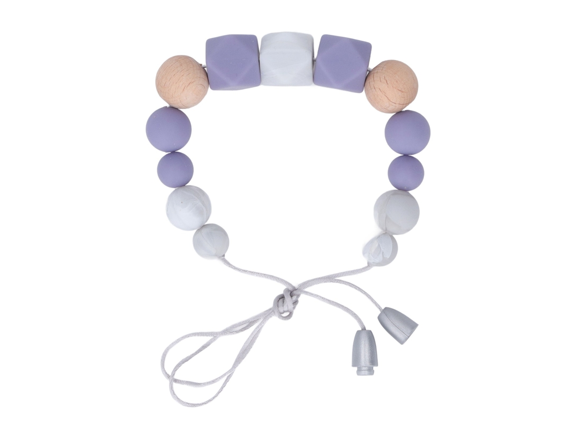 Colar de silicone macio para morder com contas coloridas e brilhantes para bebês, Roxo Lilás