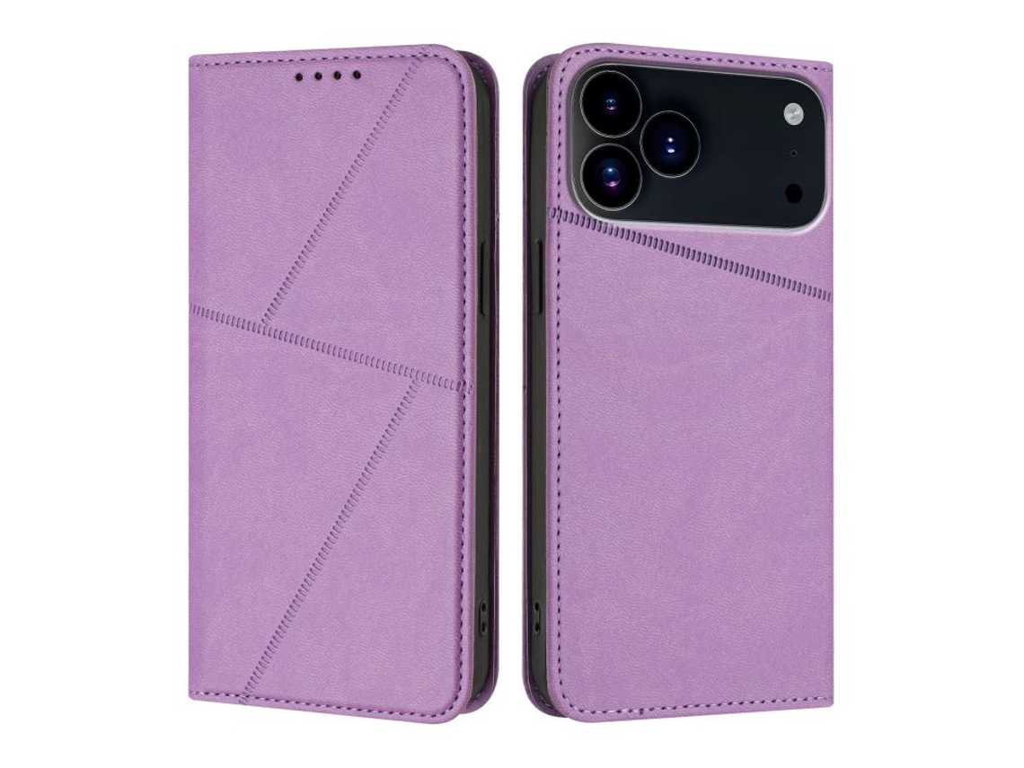 Capa De Couro Fosco Para Iphone 17 Pro - Flip Magnético