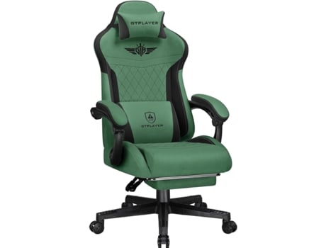 Cadeira Gaming Ergonómica Gtplayer, Tecido, Com Apoio Lombar, Encosto Estendido, Verde