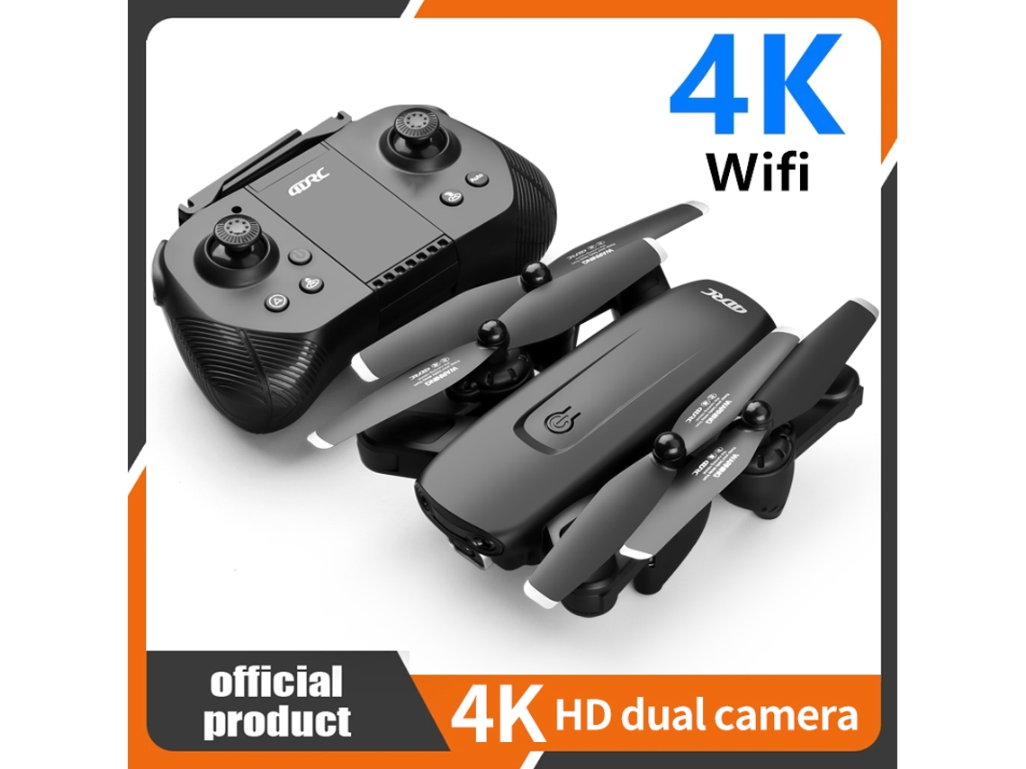 Drone Dobrável V12 com Câmera Dupla 4K 2 Baterias Duração Da Bateria: 18 Min Preto YIZHOOD