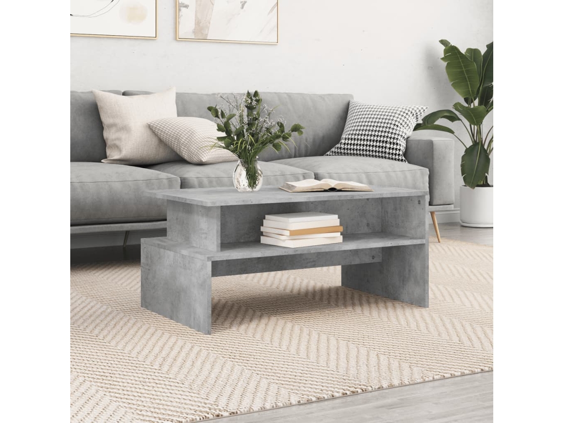 Vidaxl Mesa De Centro 90x55x42,5 Cm Derivados De Madeira Cinza Cimento