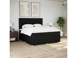 Cama Com Molas/colchão 180x200 Cm Tecido Preto