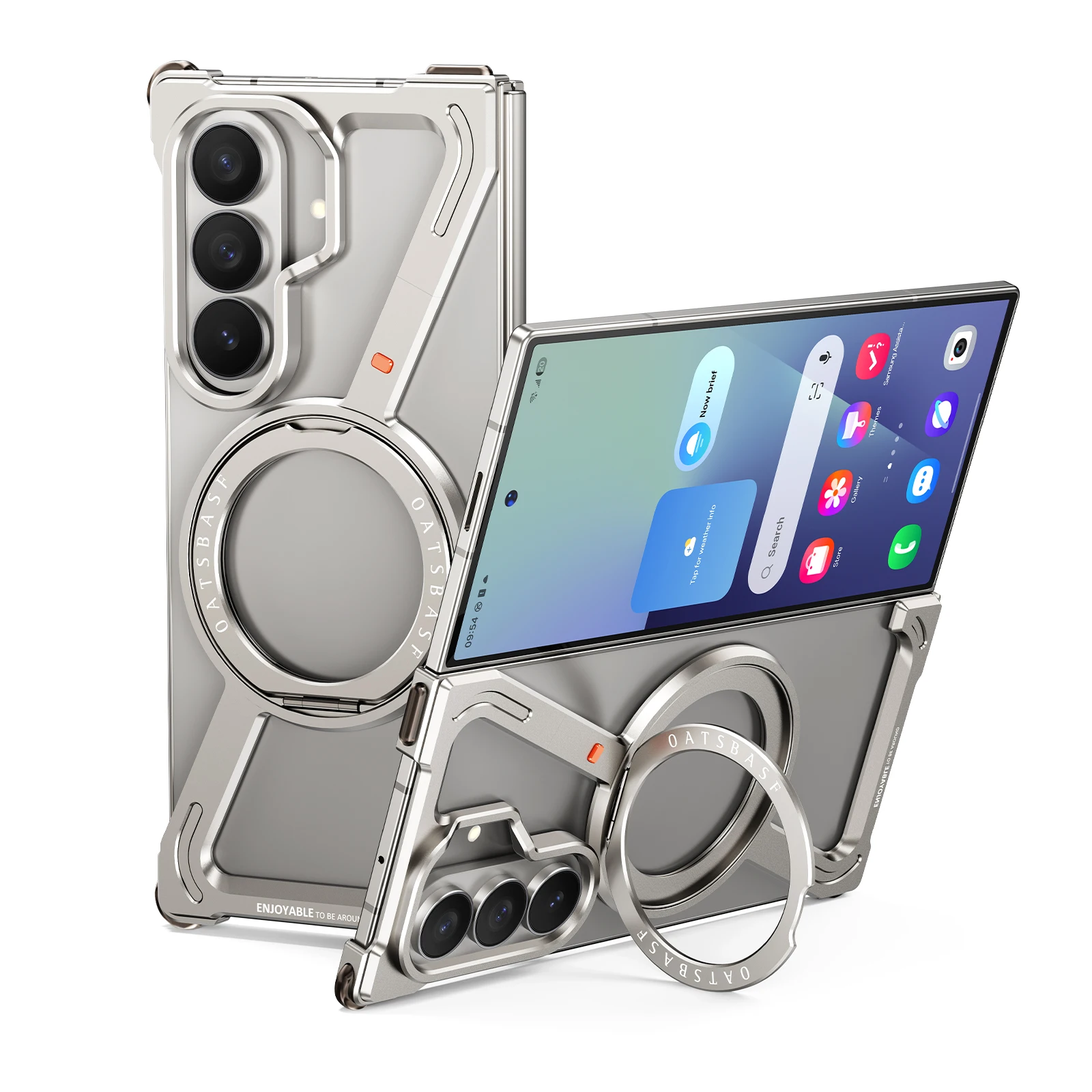 Capa Para Celular Sem Moldura (titânio Galaxy Z Fold 7) Com Suporte Magnético Giratório De 360° Magsafe.