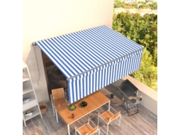 Vidaxl Toldo Retrátil Manual Com Estore 4x3 M Azul E Branco