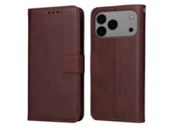 Capa Flip De Couro Para Iphone 17 Pro Max - Textura De Bezerro Clássica