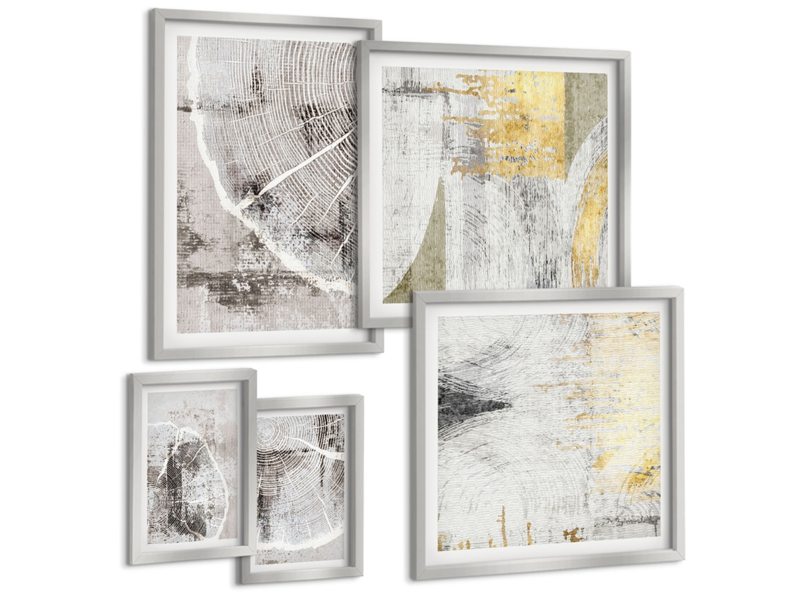 Galeria De Pinturas Murais Cidades E Arquitetura Costeira Moldura Prateada Quadros Para A Sala De Estar Espelharte (conjunto De 5 Imagens)