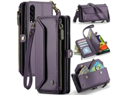 Compre Capa De Couro Caseme C36 Com Zíper E Vários Compartimentos Para Cartões Para Samsung Galaxy A30s / A50s / A50 Com Alças Roxas